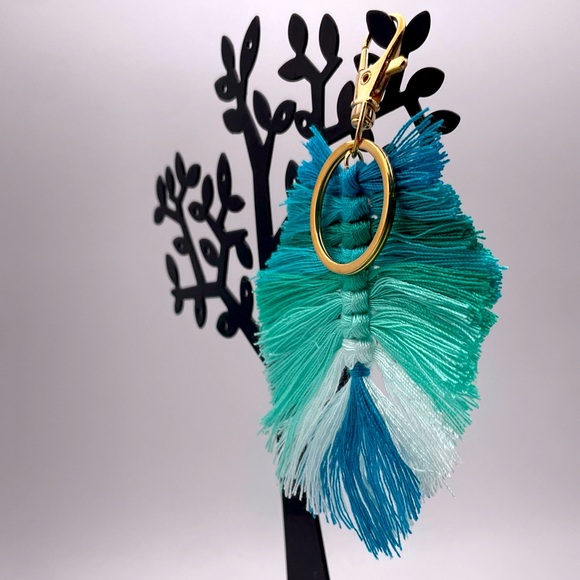 BOHO FRINGE | Handmade Aqua Blue Ombré | Bag Charm | Keychain (Brand New!) ✨ - Picture 7 of 10